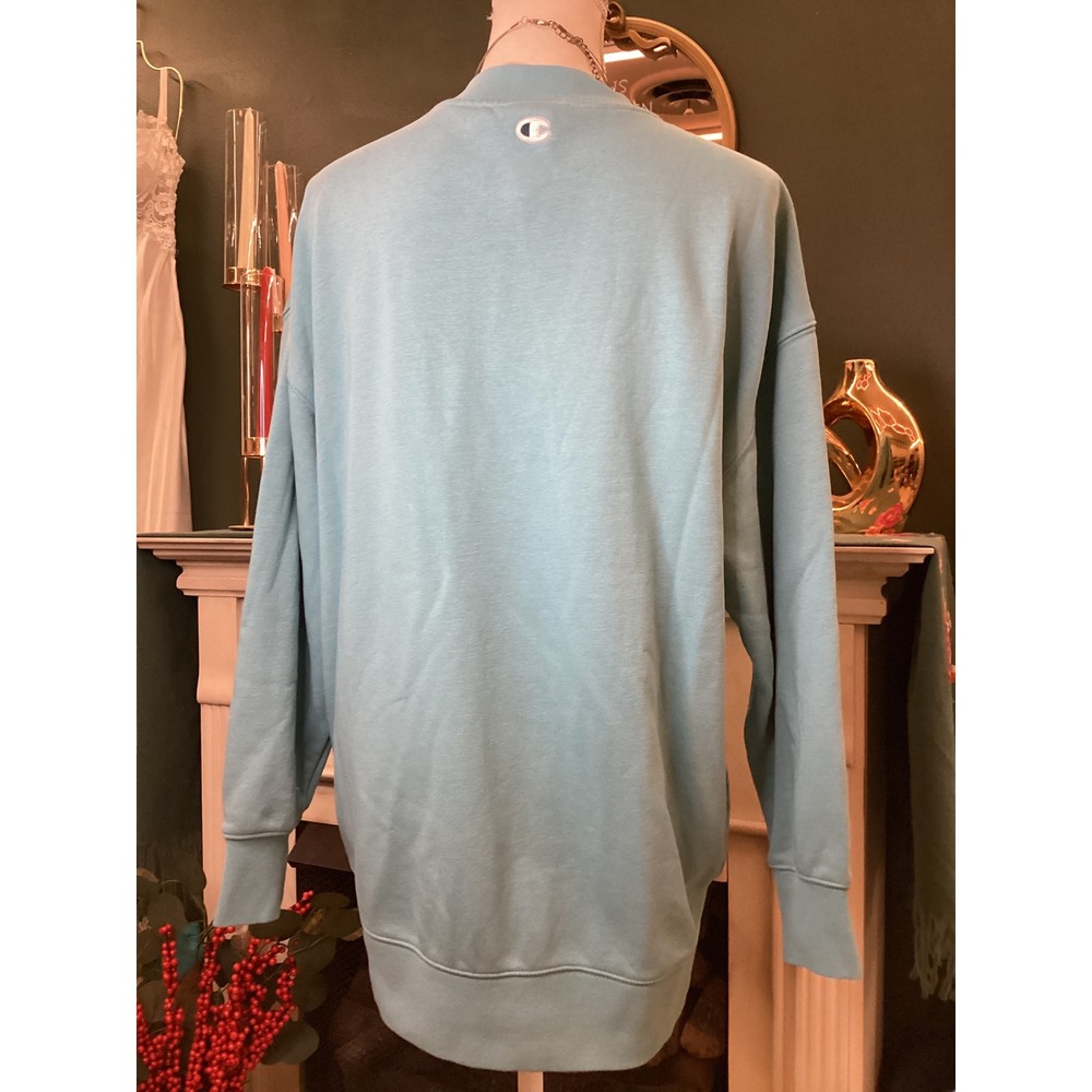 Champion V-Neck Sweatshirt Women Small Mint Green Excellent Oversized Pullover - Picture 3 of 6